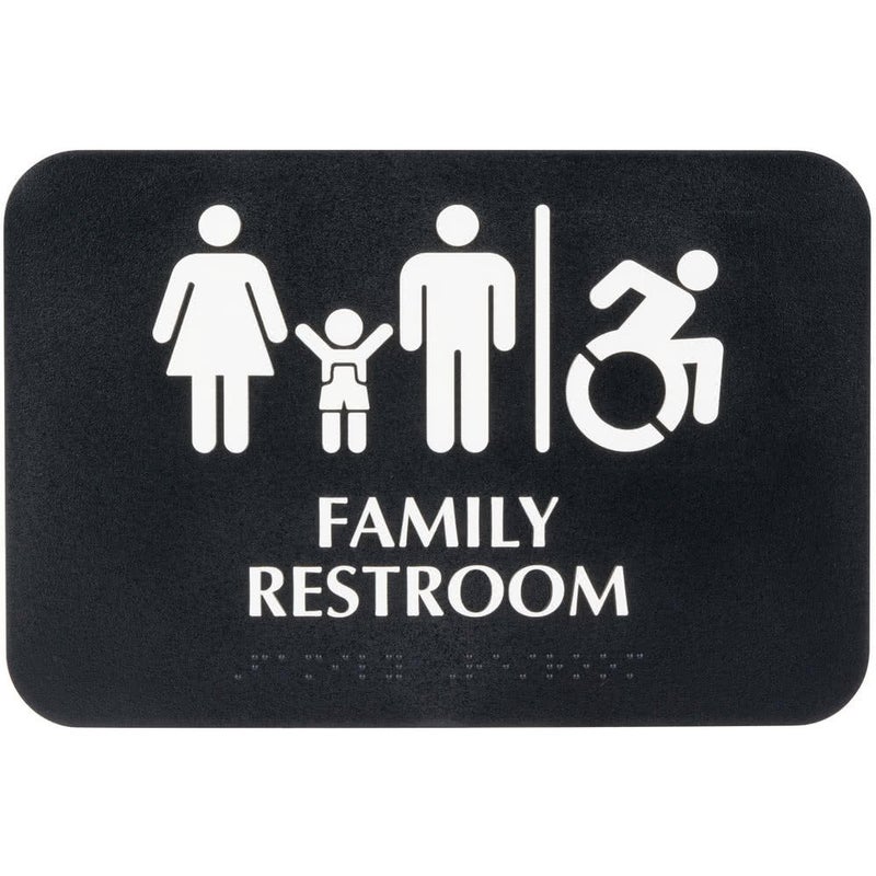 AborenCo ADA Family/Handicap Accessible Restroom Sign with Braille, Toilet Door Plate for Business Restaurant, 9" x 6" - Image 1